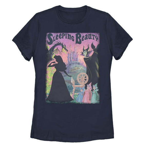 Women's Sleeping Beauty Silhouettes Graphic Tee Navy Blue Large