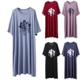 thumbnail image 1 of Women's Sleepshirt Dress Comfortable Nightshirt Nightgown Short Sleeve Sleepwear Blue XL, 1 of 7