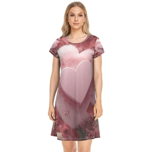 Women's Sleepshirts 3d Heart-shaped Gift Box Nightgowns Sleep for Women Soft House Dresses Night Gown for Ladies