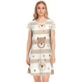 thumbnail image 1 of Women's Sleepshirts Cute Bear Face Pattern Nightgowns Sleep for Women Soft House Dresses Night Gown for Ladies, 1 of 6