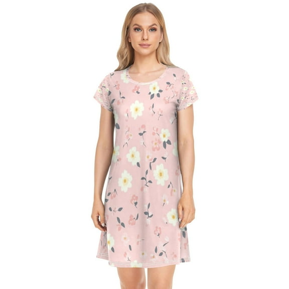 Women's Sleepshirts Cute Small Floral Pattern Nightgowns Sleep for Women Soft House Dresses Night Gown for Ladies