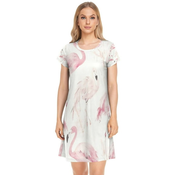 Women's Sleepshirts Pink Flamingos Nightgowns Sleep for Women Soft House Dresses Night Gown for Ladies