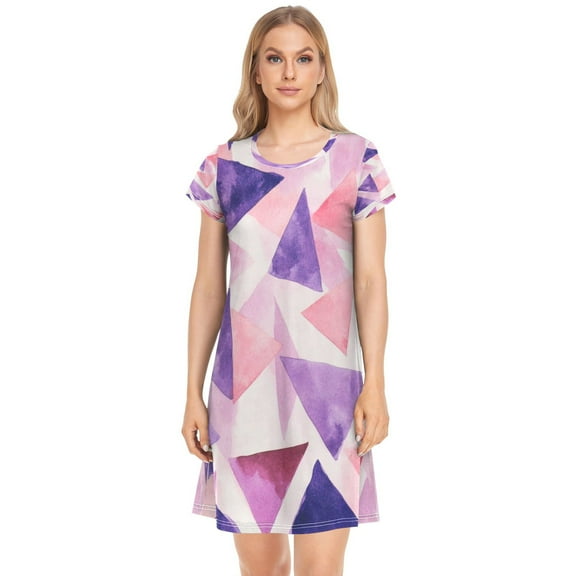 Women's Sleepshirts Pink Triangles Nightgowns Sleep for Women Soft House Dresses Night Gown for Ladies