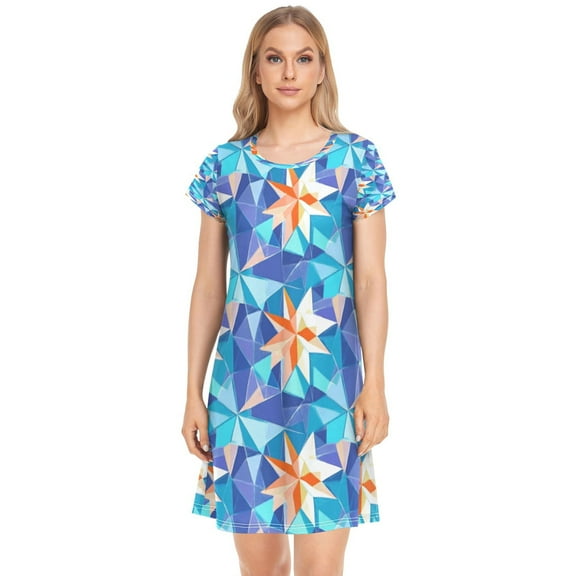 Women's Sleepshirts Stereoscopic Star Pattern Nightgowns Sleep for Women Soft House Dresses Night Gown for Ladies