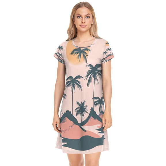 Women's Sleepshirts Tropical Islands Nightgowns Sleep for Women Soft House Dresses Night Gown for Ladies
