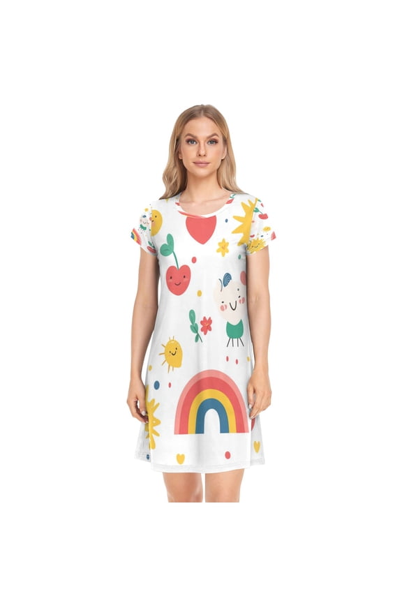 Women's Sleepshirts Various Cute Cartoon Pattern Nightgowns Sleep for Women Soft House Dresses Night Gown for Ladies