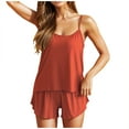 thumbnail image 1 of Women's Sleepwear New Summer Pajamas Set for Women Satin Silk Comfy Loungewear Pjs Cami Tops and Shorts Soft 2 Piece Nightwear Women's Pajama Sets Red XL, 1 of 5
