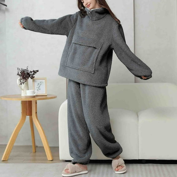 Women's Sleepwear Long Sleeve Top and Pants Pajama Set Panda Print Nighty,Gray,XL