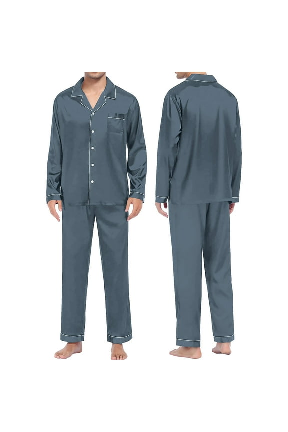 Women's Sleepwear Men'S Casual Pyjamas Long Sleeve Blouse Button Silk Satin Two Piece Sleepwear Suit Pant Pyjama,Brown Women's Sleepwear XXXXXL