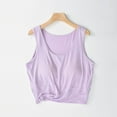 thumbnail image 1 of Women's Sleepwear Set Solid Color with Chest Cushion Round Neck Elastic Short Top Seamless Short Sleeved Pajamas Purple 3Xl, 1 of 9