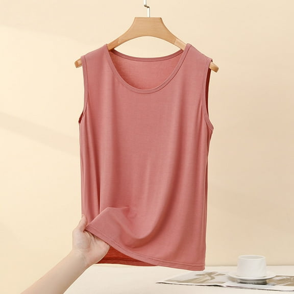Women's Sleepwear Set Solid Colored Sleeveless Loose innerwear Base Shirt Home Pajamas Pink 3Xl