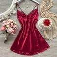 thumbnail image 1 of Women's Sleepwear Set V-Neck Satin Sleepwear & Lace Chemise Babydoll Nightgown Red Xl, 1 of 3