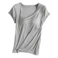 thumbnail image 1 of Women's Sleepwear Short Sleeve T-Shirt Pajamas with Built-In Bra Cup Comfortable Nightwear Soft Vest Top for Relaxation Sleepshirts for Women Nightgown Comfy Sleepwear, 1 of 3