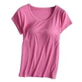 thumbnail image 1 of Women's Sleepwear Short Sleeve T-Shirt Pajamas with Built-In Bra Cup Comfortable Nightwear Soft Vest Top for Relaxation Sleepshirts for Women Nightgown Comfy Sleepwear, 1 of 3