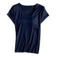 thumbnail image 1 of Women's Sleepwear Short Sleeve T-Shirt Pajamas with Built-In Bra Cup Comfortable Nightwear Soft Vest Top Sleepshirts for Women Nightgown Comfy Sleepwear, 1 of 3