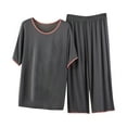 thumbnail image 1 of Women's Sleepwear Women's Pajamas Sets Viscose, Short Sleeve Tee Tops Soft Capris Pant Pajama Set Lightweight Sleepwear Loungewear Set Plus Size Pajama Set Dark Gray XL, 1 of 3