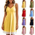 thumbnail image 1 of Women's Sleepwear Zaewscy Ladies' Home Sleeping Dress - Lace-embroidered Short Sleeve Sleeping Dress Yellow L, 1 of 9