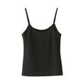 thumbnail image 1 of Women's Sleepwell Basic Short Sleeve Fashion Women Solid Color Round Neck with Chest Cushion Thin Sleeveless for Outerwear Short Nightgown Black L, 1 of 5