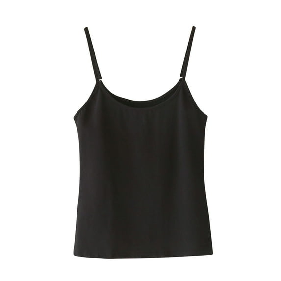 Women's Sleepwell Basic Short Sleeve Fashion Women Solid Color Round Neck with Chest Cushion Thin Sleeveless for Outerwear Short Nightgown Black L
