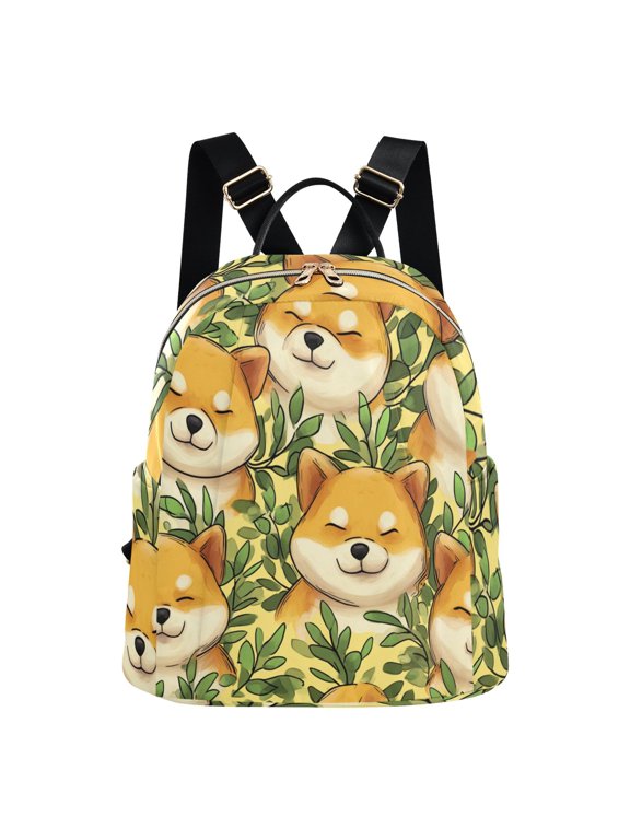 Women's Sleepy Shiba Buddies Backpack 16L, Water Resistant Anti-theft Casual Daypack, Lightweight Shoulder Bag for Travel Work Daily Commute