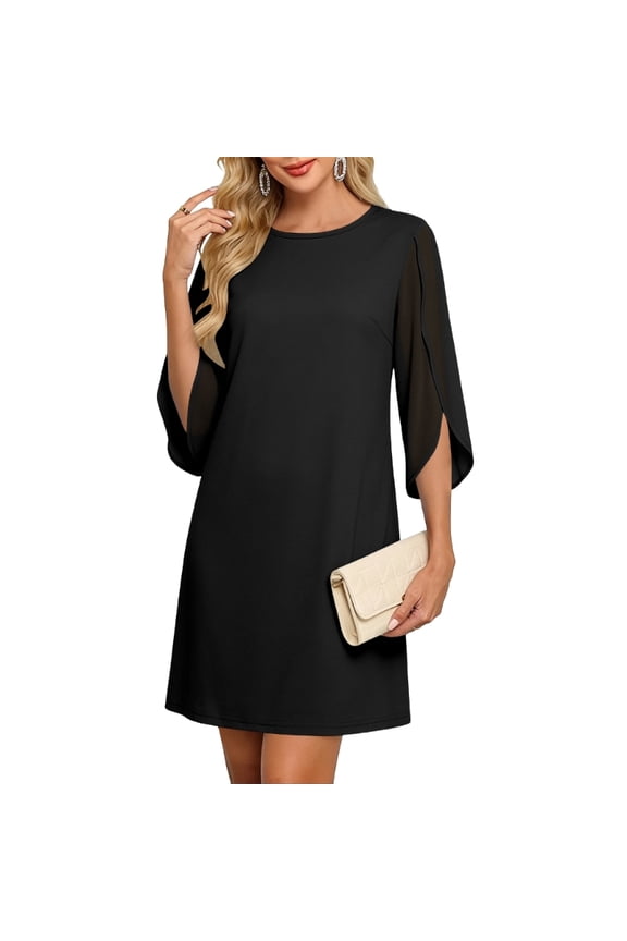 Women's Sleeve Cocktail Dress Neck Formal Wedding Guest Party Short Dresses