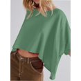 thumbnail image 1 of Women's Sleeve Crewneck T Shirts Loose Casual Summer Tops Comfy Basic Tees, 1 of 5