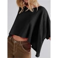 thumbnail image 1 of Women's Sleeve Crewneck T Shirts Loose Casual Summer Tops Comfy Basic Tees, 1 of 5