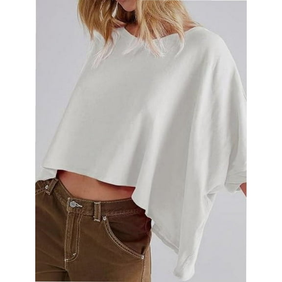 Women's Sleeve Crewneck T Shirts Loose Casual Summer Tops Comfy Basic Tees