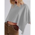 thumbnail image 1 of Women's Sleeve Crewneck T Shirts Loose Casual Summer Tops Comfy Basic Tees, 1 of 5