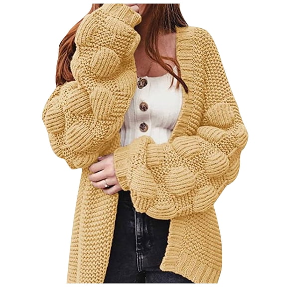 Women's Sleeve Large Size Medium Long Sweater Women's Coat Autumn And Winter New Loose Coarse Wool Knitted Cardigan