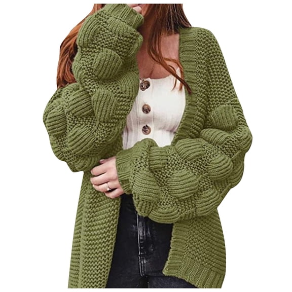 Women's Sleeve Large Size Medium Long Sweater Women's Coat Autumn And Winter New Loose Coarse Wool Knitted Cardigan