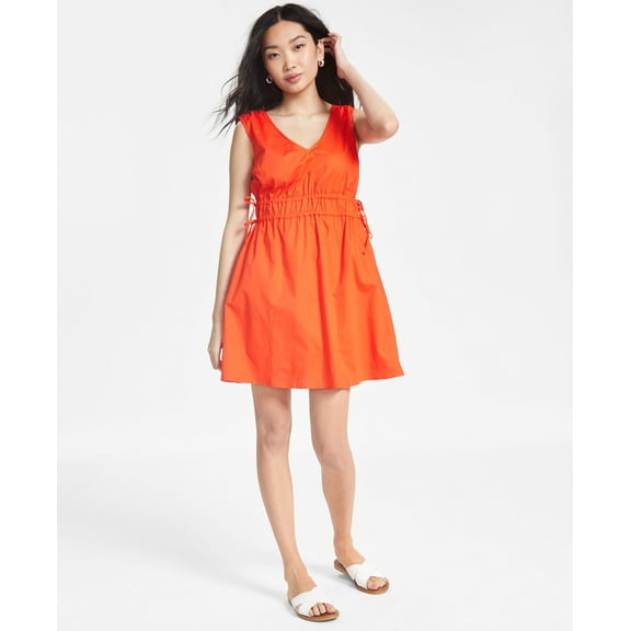 Women's Sleeveless A-Line Poplin Dress Cherry L