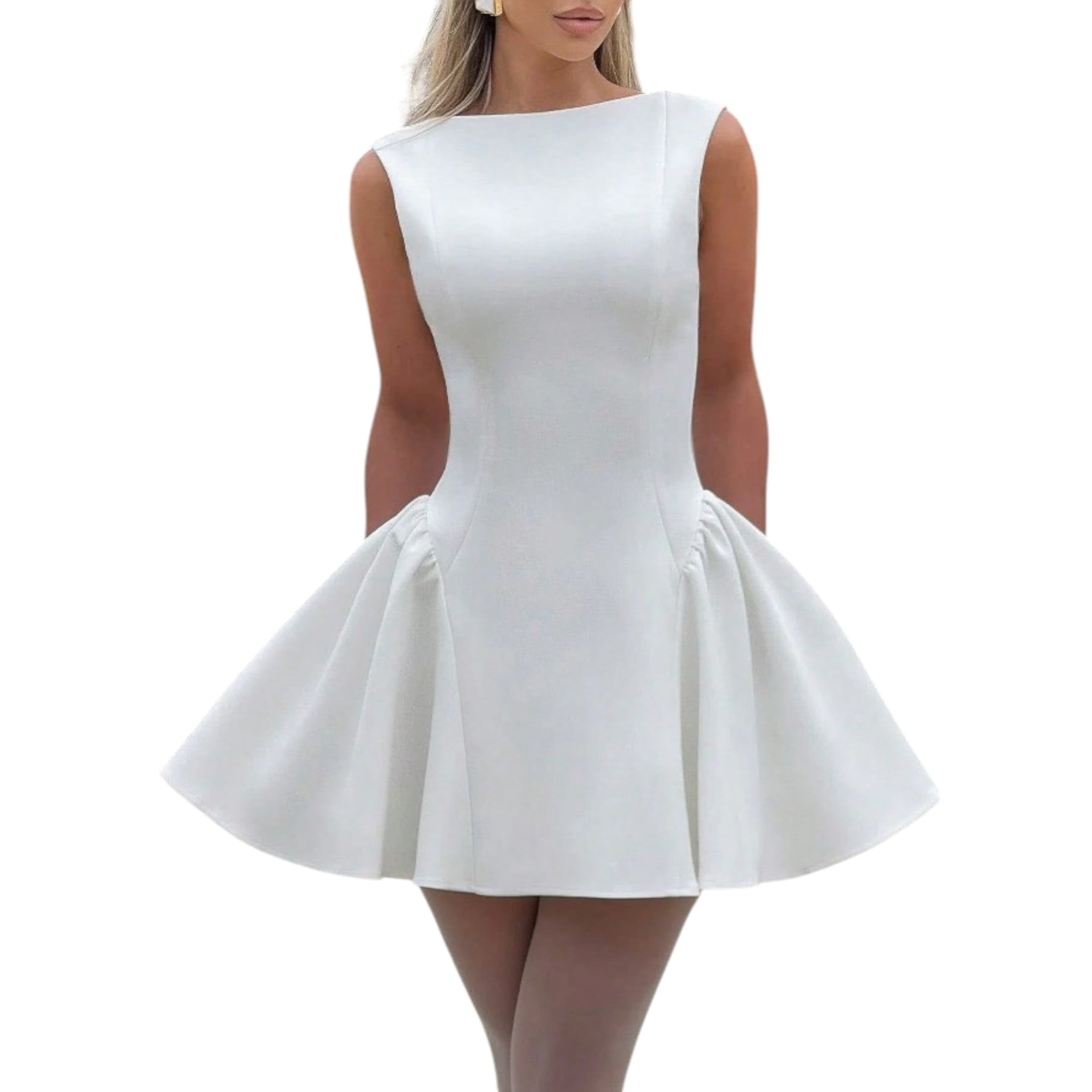 Women's Sleeveless Backless Mini Dress Elegant Flared Skirt Party Dress with Zipper Perfect for Weddings Cocktail Events - Walmart.com Women's Sleeveless Backless Mini Dress Elegant Flared Skirt Party Dress with Zipper Perfect for Weddings Cocktail Events - Walmart.com