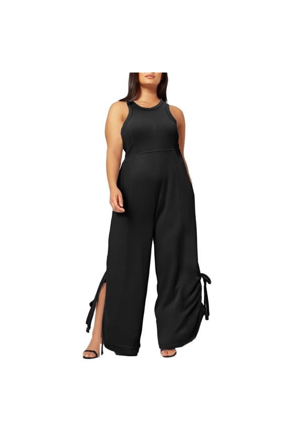 Women's Sleeveless Backless Wide Leg Jumpsuit - Loose Fit Romper for Daily & Vacation - Summer Comfort