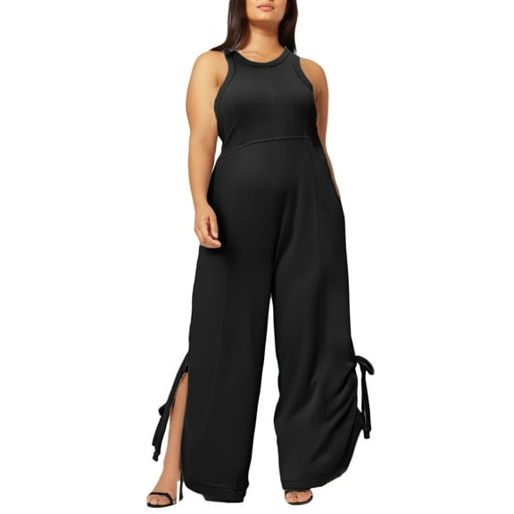 Women's Sleeveless Backless Wide Leg Jumpsuit - Loose Fit Romper for Daily & Vacation - Summer Comfort