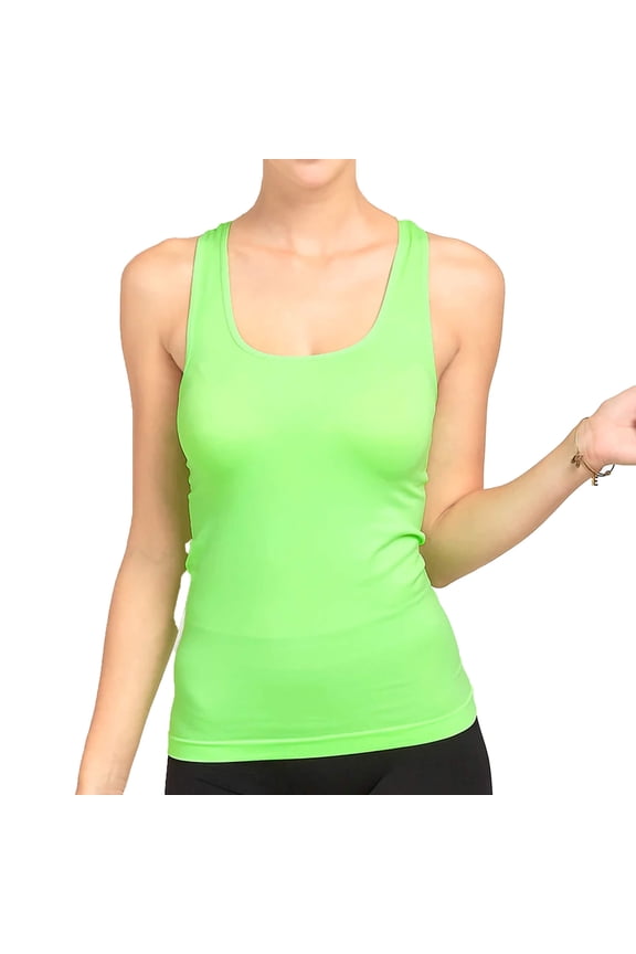 Women's Sleeveless Basic Solid Raceback Tank Top One Size, Key Lime, 1 Pack