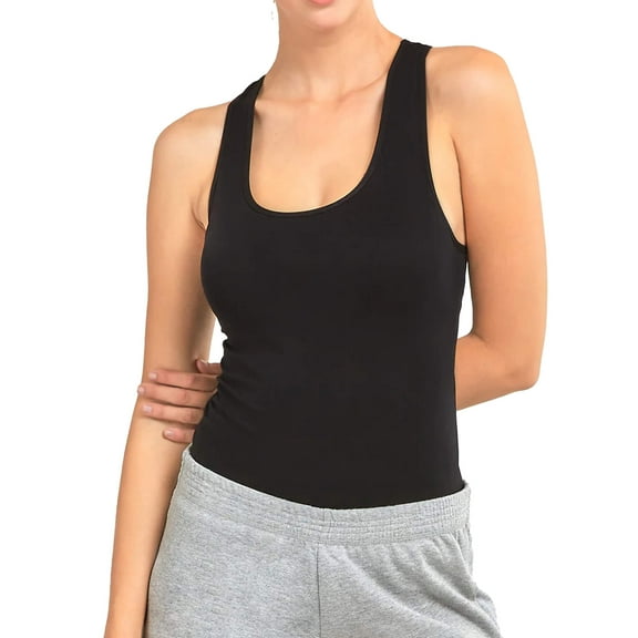 Women's Sleeveless Basic Solid Raceback Tank Top Plus Size, Black, 1 Pack