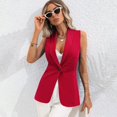 thumbnail image 1 of Women's Sleeveless Blazer Vest Single Button Lapel Open Front Suit Waistcoat for Business Casual Office Wear M, 1 of 8