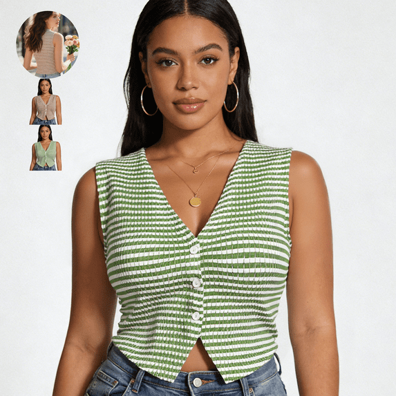 IAIKUO Women's Green Sleeveless Blazer Vest, Slim Fit Open Front Chic Cardigan, Work & Daily Office Fall Outfits Size XXL