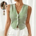 thumbnail image 1 of IAIKUO Women's Green Sleeveless Blazer Vest, Slim Fit Open Front Chic Cardigan, Work & Daily Office Fall Outfits Size XXL, 1 of 6