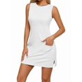 thumbnail image 1 of Women's Sleeveless Bodycon Slim Fit Pockets Mini Crew Neck Club Dresses Dress for Party Summer White S, 1 of 8