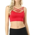 thumbnail image 1 of Women's Sleeveless Bustier Crop Top Cage Crisscross Cutout Bralette Bra Top (No Pad), 1 of 4
