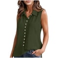 thumbnail image 1 of Women's Sleeveless Button Blouse Spring Easter Casual Collared Linen Shirt for Women Solid Color Summer Tank Tops, Green-a, S, 1 of 8