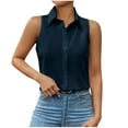 thumbnail image 1 of Women's Sleeveless Button Down Shirt Basic Solid Lapel Work Office Tank Top Business Office Casual Blouses Loose Dressy Tops Plus Size Top, 1 of 6