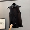 thumbnail image 1 of Women's Sleeveless Button Down Solid Casual Loose V Neck Tank Blouses For Work Plus Size Tops, XL, BK5, 1 of 6