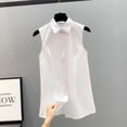 thumbnail image 1 of Women's Sleeveless Button Down Solid Casual Loose V Neck Tank Blouses For Work Plus Size Tops, XXL, WH4, 1 of 5