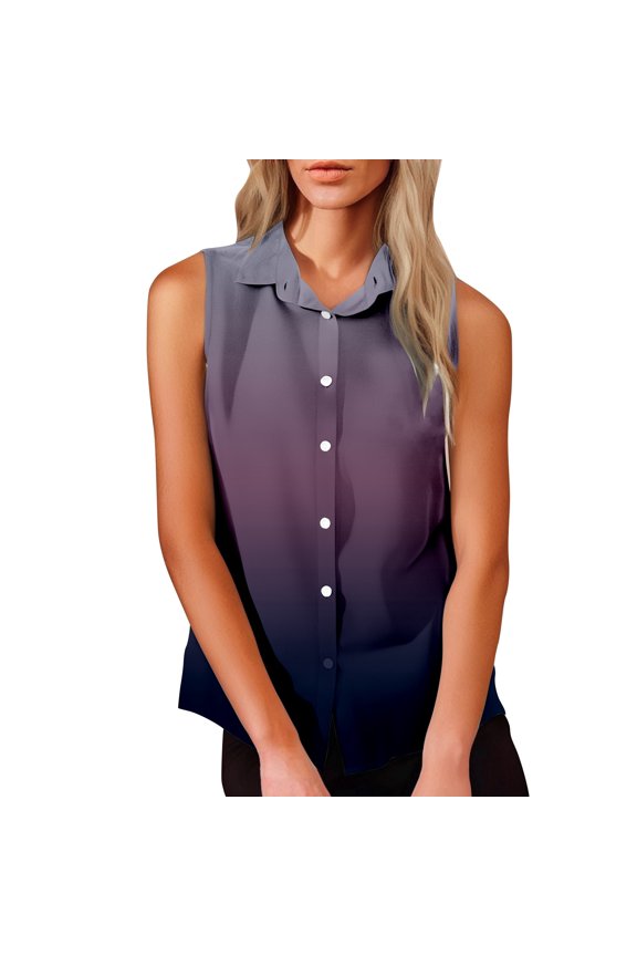 Women's Sleeveless Button Down Shirts, Solid Color, Loose V Neck Tank Tops, Breathable Polyester Spandex, Versatile for Work & Casual, Multiple Sizes, Color Slight Variation