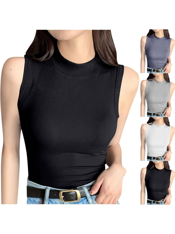 Women's Sleeveless Camisole Top Tank Tops Cami Round Neck Solid Color Basic Layering Piece for Casual Daily Wear Loungewear Underwear Fashion Essential | CSEONE,Gray L