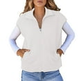 thumbnail image 1 of Women's Sleeveless Cardigan Jacket Coat, Double Pocket Vest Pullover, Elegant Casual Daily Wear Loose Fit Plain Solid Color Fashion Essential Gift for Women | Aestivo,White M, 1 of 6