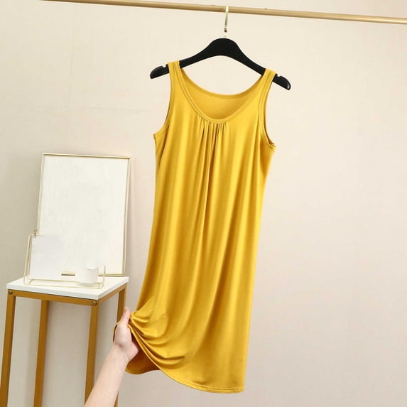 Women's Sleeveless Casual Dress, Solid Color Summer Nightgown, Loose Fit Thin Fabric for Home Wear